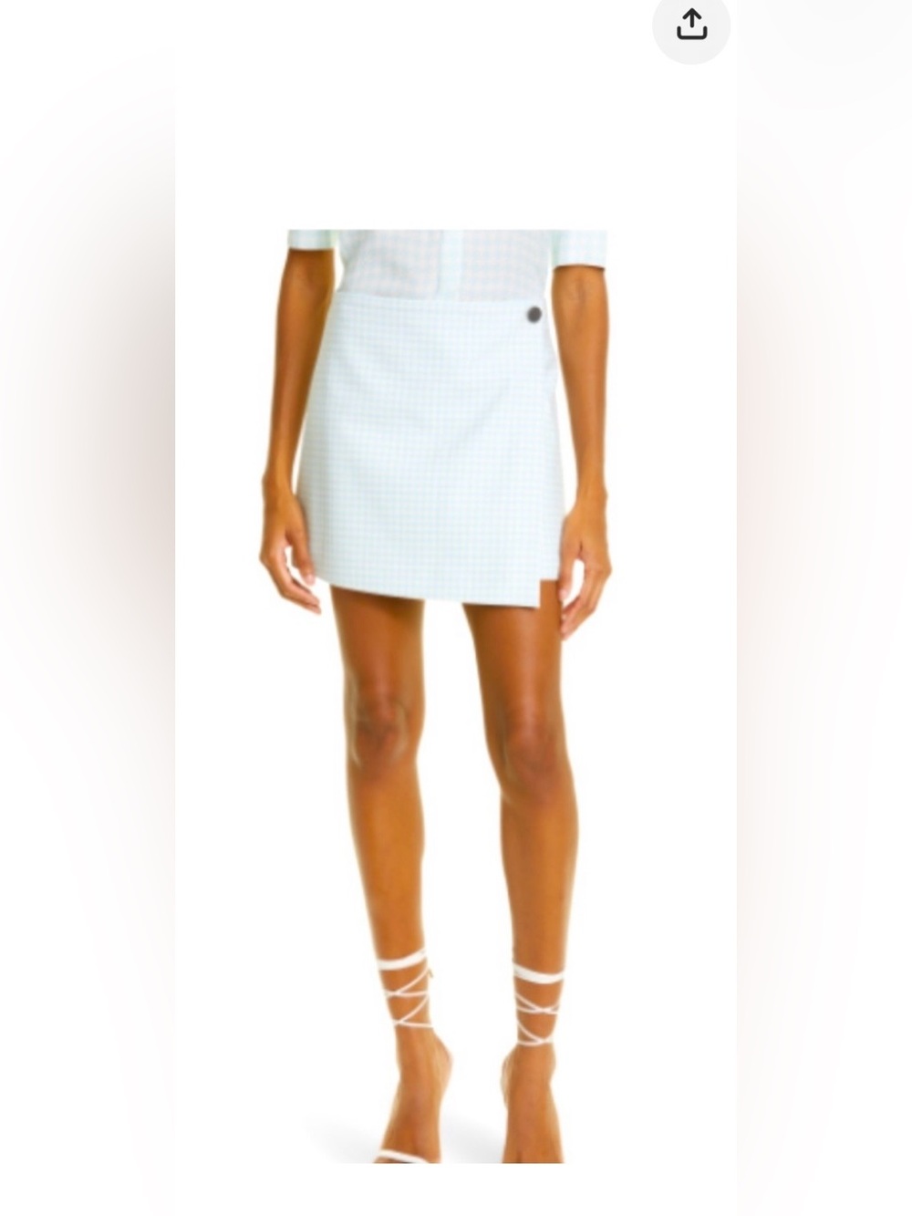 Alice + Olivia Light Blue and Cream Gingham Wrap Skirt NWT Size 4
